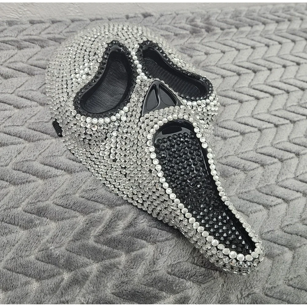 Scream Ghostface Bling Silver Rhinestone Adult Mask Halloween‎ Bedazzled